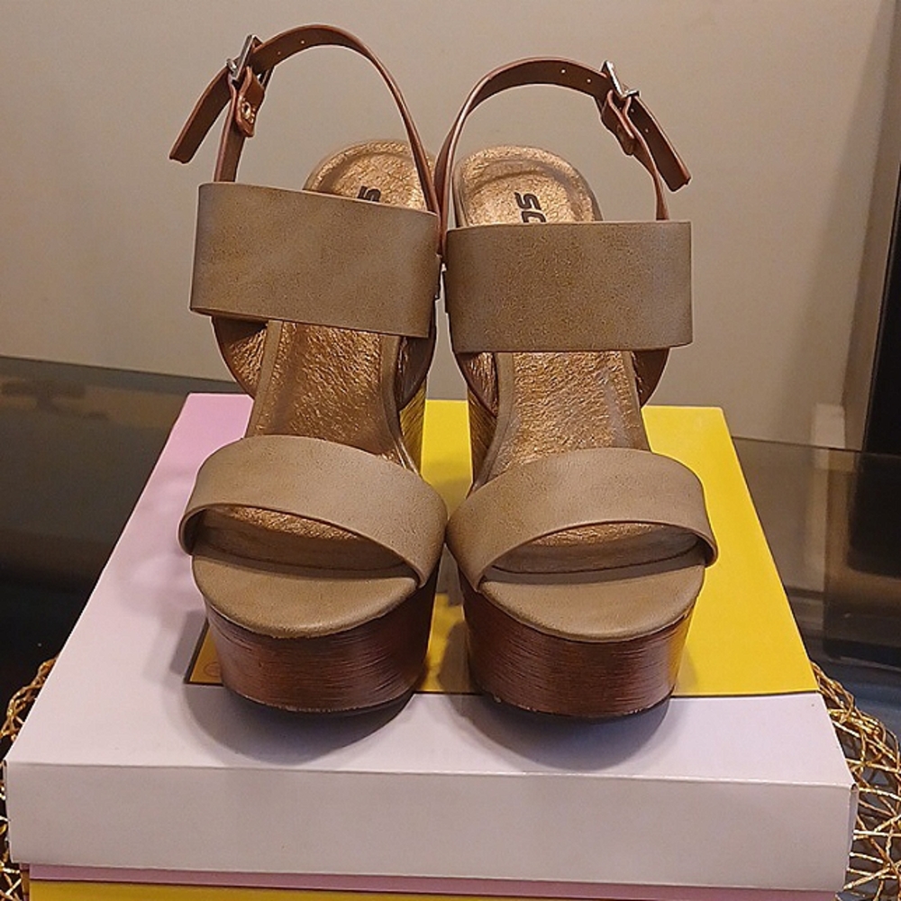 Soda-Gold Studded Strapped  Sandals Color: Stone Sizes:  7.5